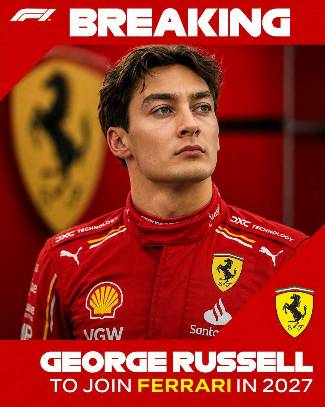 George Russell Linked With Stunning Ferrari Move for 2027 as F1 Rumors Intensify
