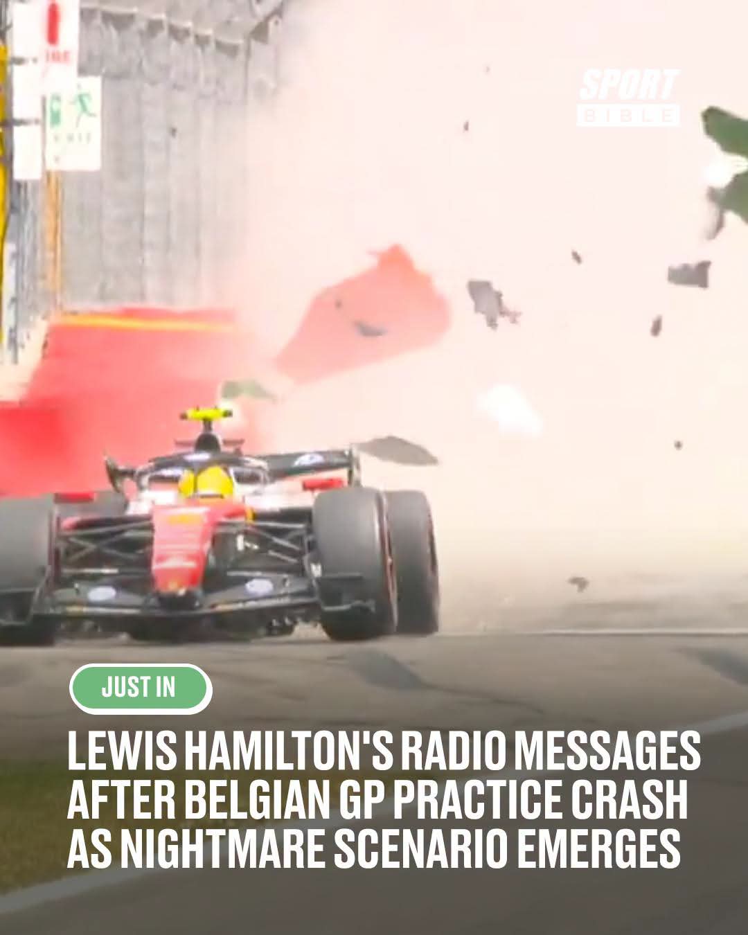 LEWIS HAMILTON’S BELGIAN GRAND PRIX HOPES TAKE MAJOR HIT AFTER DRAMATIC PRACTICE CRASH LEAVES FERRARI RACING AGAINST TIME
