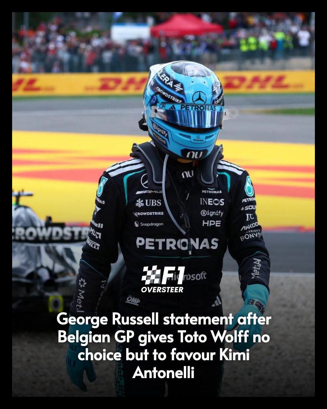 GEORGE RUSSELL’S BELGIAN GRAND PRIX FRUSTRATION COULD FORCE MERCEDES TO BACK KIMI ANTONELLI’S TITLE CHARGE