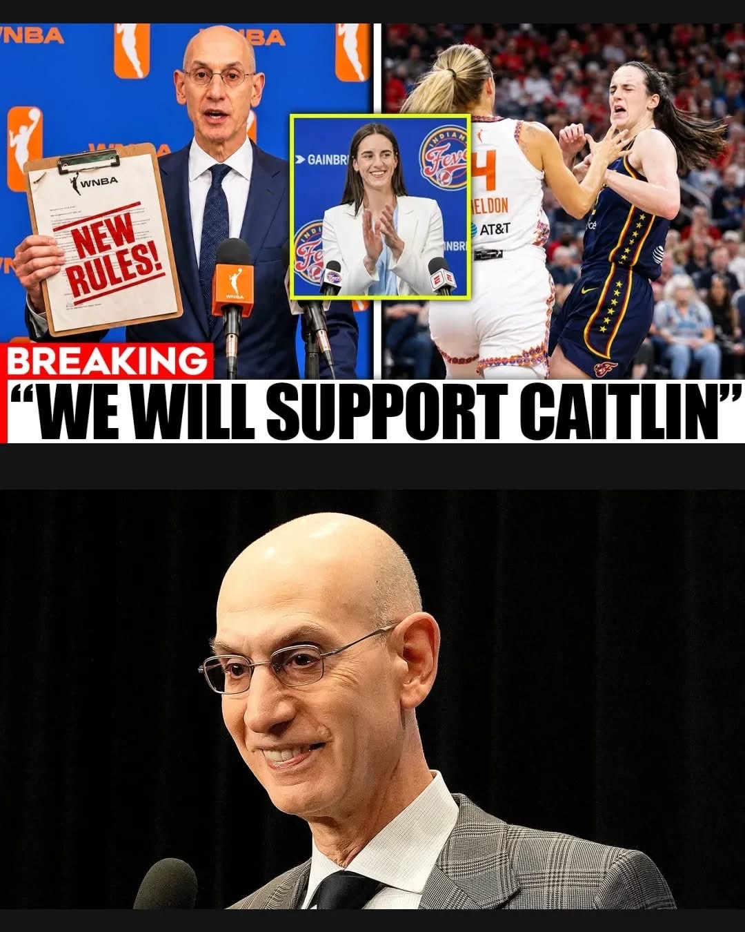 ADAM SILVER’S WNBA STANCE SPARKS FRESH DEBATE AS CAITLIN CLARK PROTECTION REMAINS IN THE SPOTLIGHT