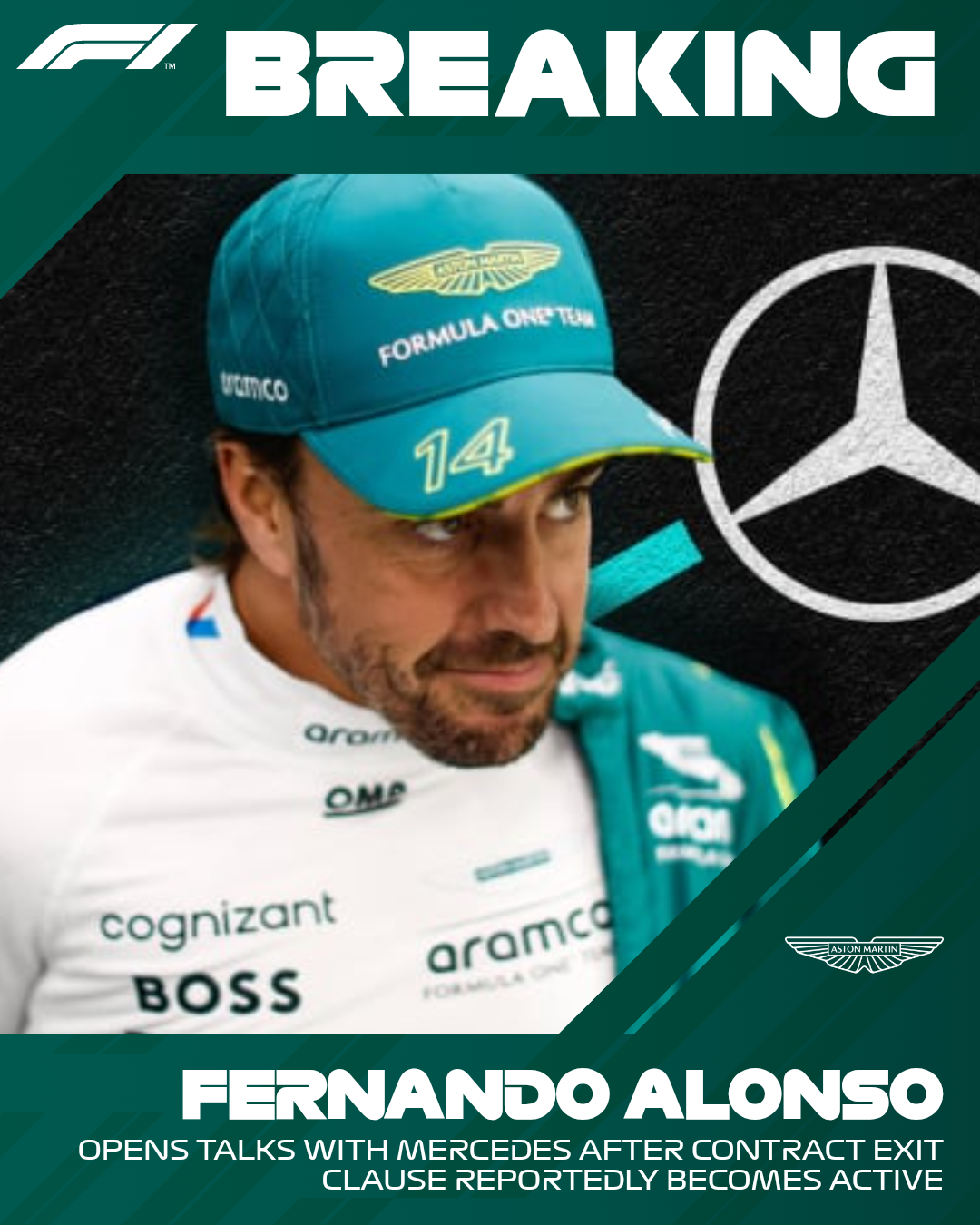 FERNANDO ALONSO OPENS MERCEDES TALKS AS CONTRACT EXIT CLAUSE SPARKS MAJOR F1 DRIVER MARKET SHAKE-UP