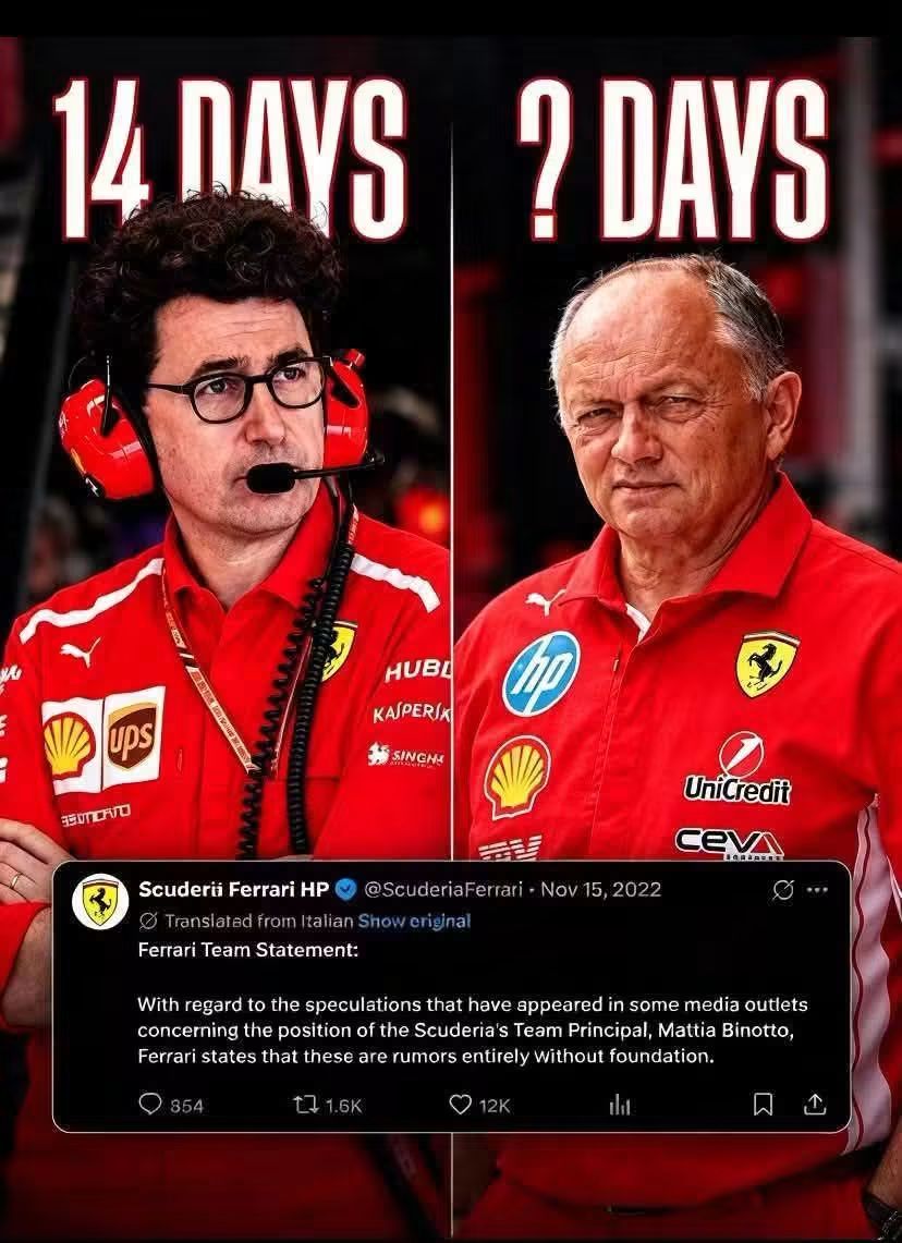 WILL HISTORY REPEAT FOR FERRARI? THE LAST TIME THE SCUDEIRA DENIED RUMOURS, BINOTTO WAS GONE IN 14 DAYS