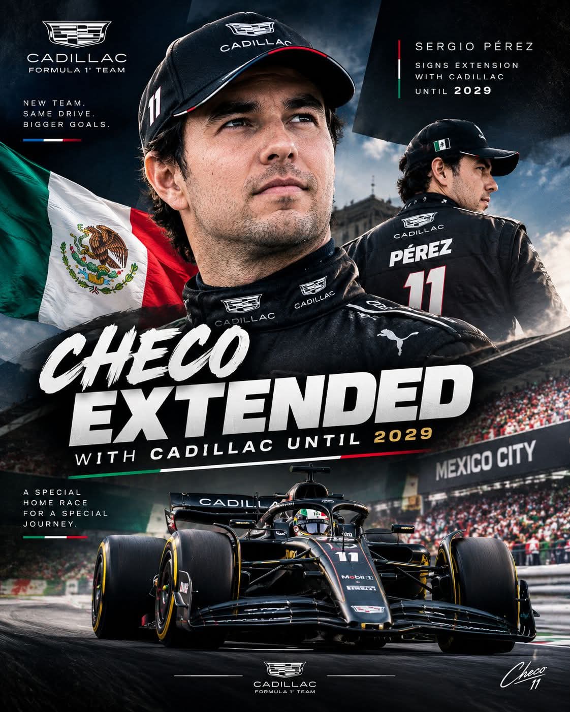 SERGIO PÉREZ STAYS WITH CADILLAC UNTIL 2029 AS MEXICAN STAR EMBRACES LONG-TERM F1 PROJECT AHEAD OF HOME GRAND PRIX